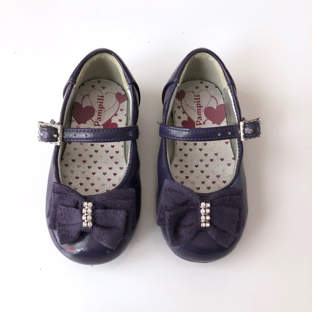 Girls Pampili Purple Shoes Bow 5 (IMO fit is 4)